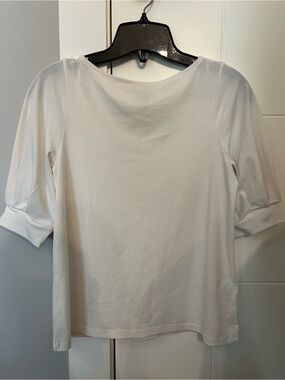 H&M White Short Sleeve Boatneck Top XS